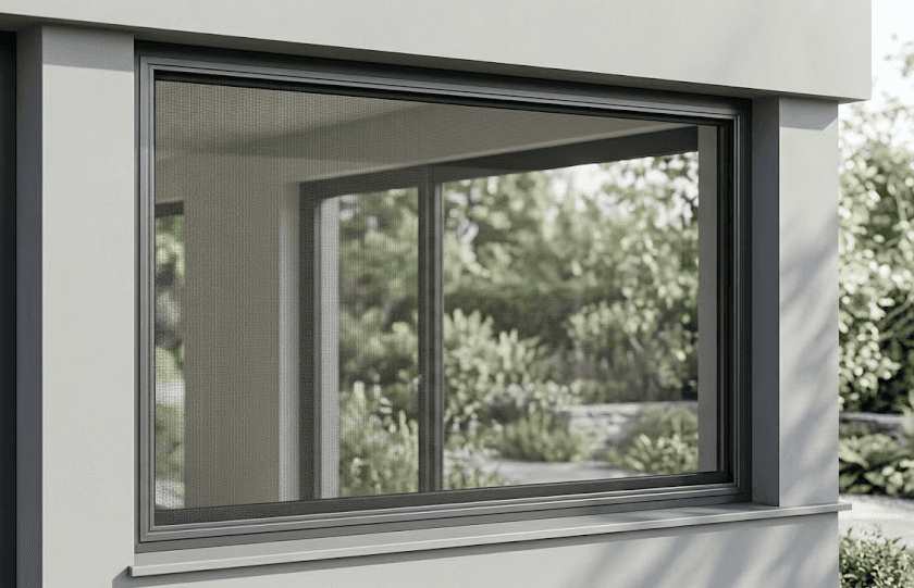 Insektenschutz-Spannrahmen an Fenster